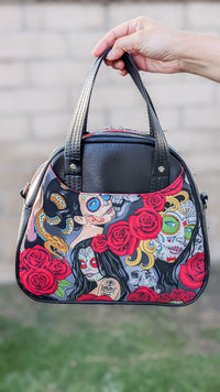 Thumbnail for Catrinas n' Roses Mini Bowler Bag