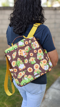 Thumbnail for Gnomes and Sunflowers Convertible Backpack
