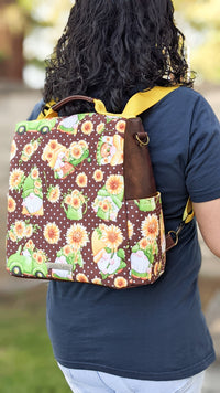 Thumbnail for Gnomes and Sunflowers Convertible Backpack