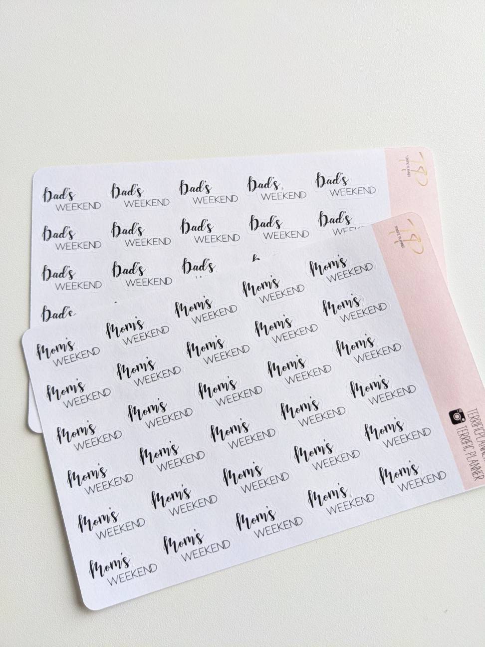 Mom's or Dad's Weekend Script Stickers