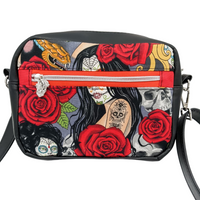 Thumbnail for Catrinas and Roses Boxy Crossbody Bag