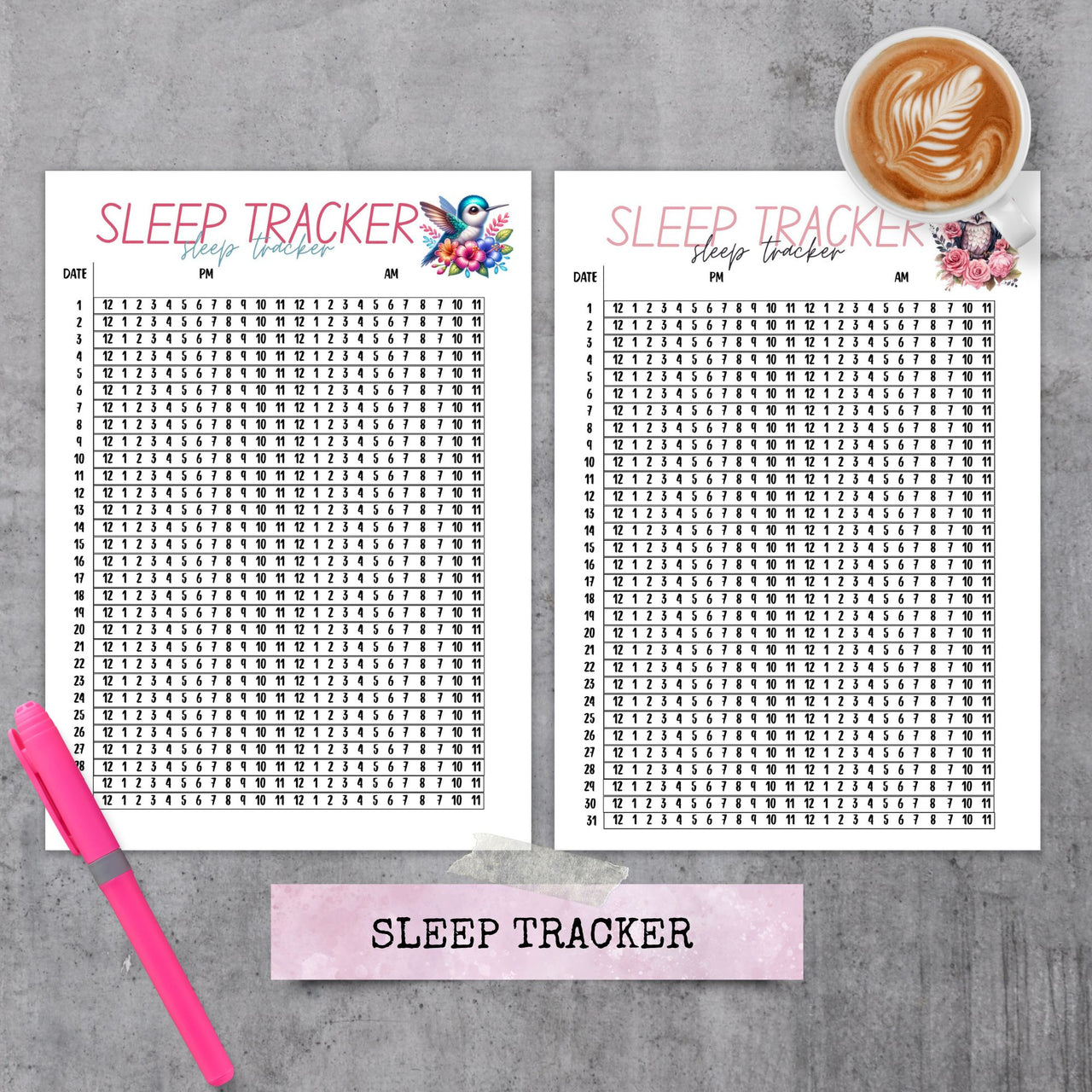 Sleep Tracker Planner Page - Self Care Printed Inserts - Letter or A5 size