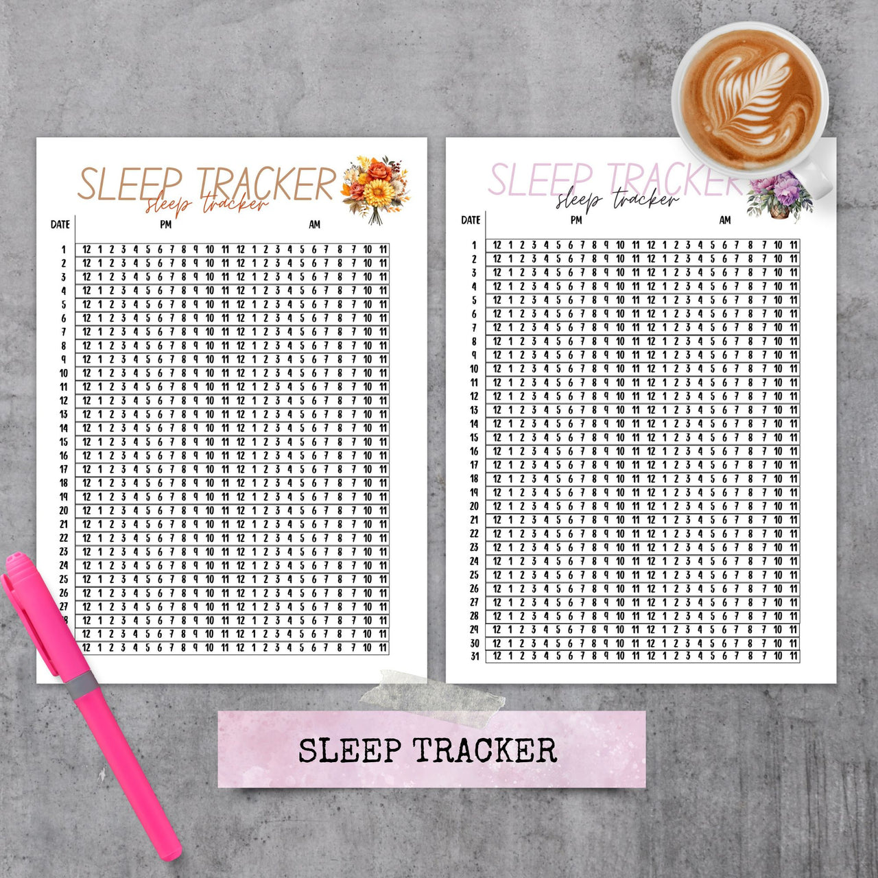 Sleep Tracker Planner Page - Self Care Printed Inserts - Letter or A5 size
