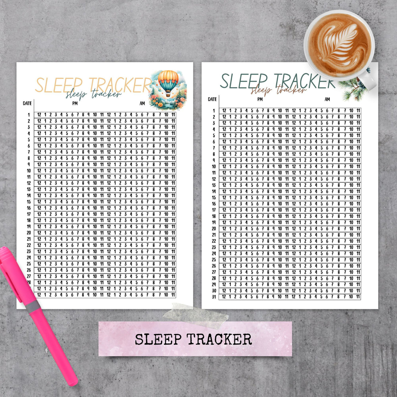 Sleep Tracker Digital Printable - Self Care Page - Journal Page Size A5 and Letter