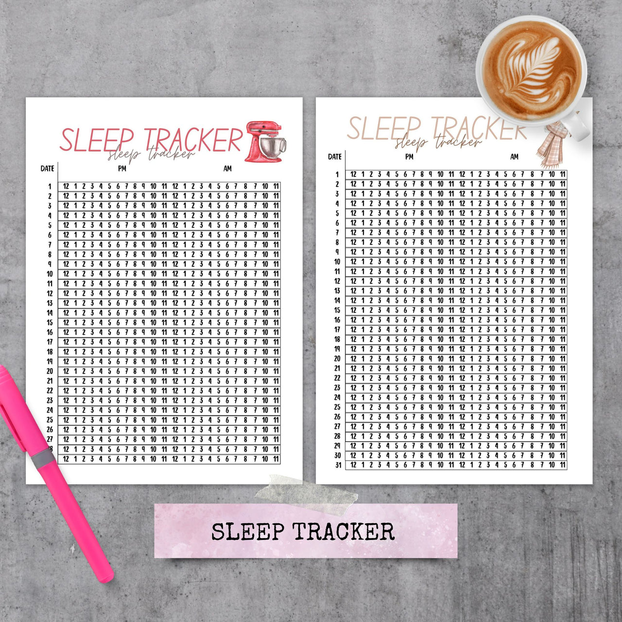 Sleep Tracker Planner Page - Self Care Printed Inserts - Letter or A5 size
