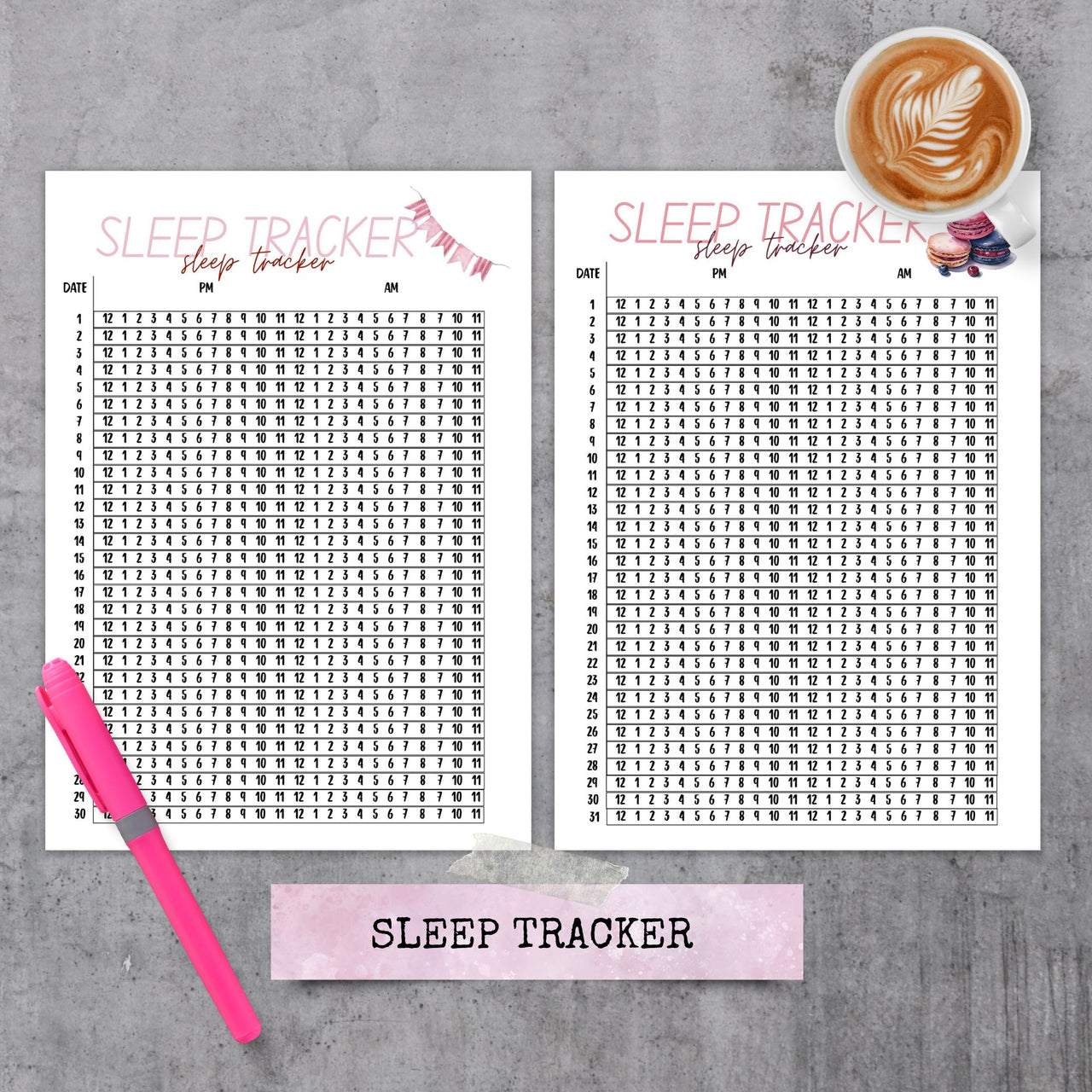 Sleep Tracker Digital Printable - Self Care Page - Journal Page Size A5 and Letter