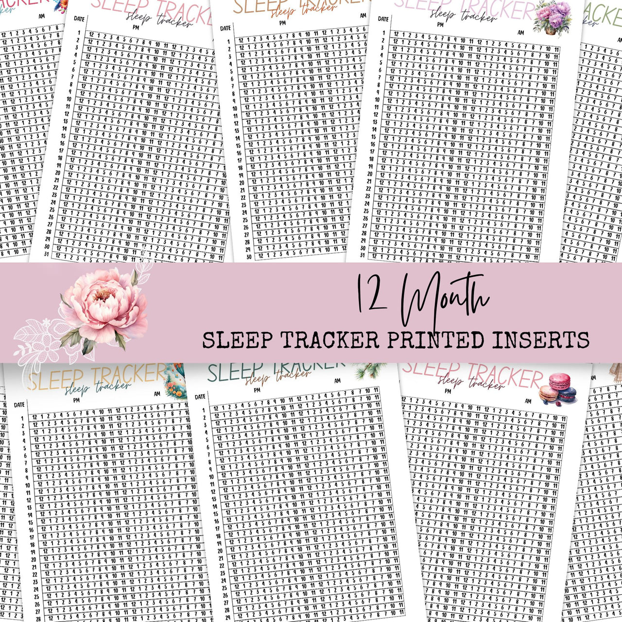 Sleep Tracker Planner Page - Self Care Printed Inserts - Letter or A5 size