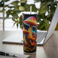 Thumbnail for Enchanted Mushrooms Skinny Steel Tumbler with Straw, 20oz