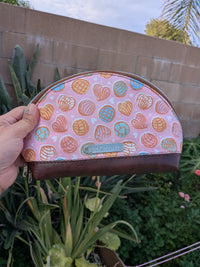 Thumbnail for Pink Pan Dulce Makeup Bag Dumpling Pouch