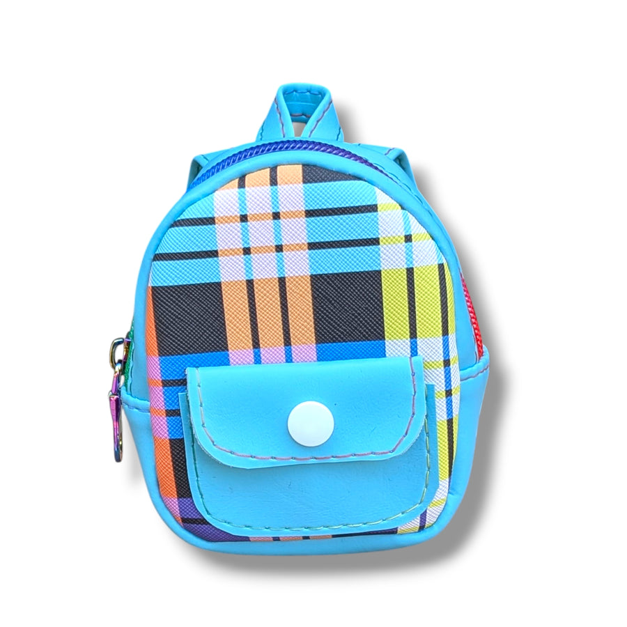 Plaid Tiny Backpack Keychain