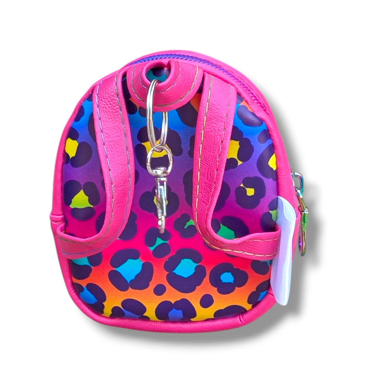Rainbow Cheetah Tiny Backpack Keychain