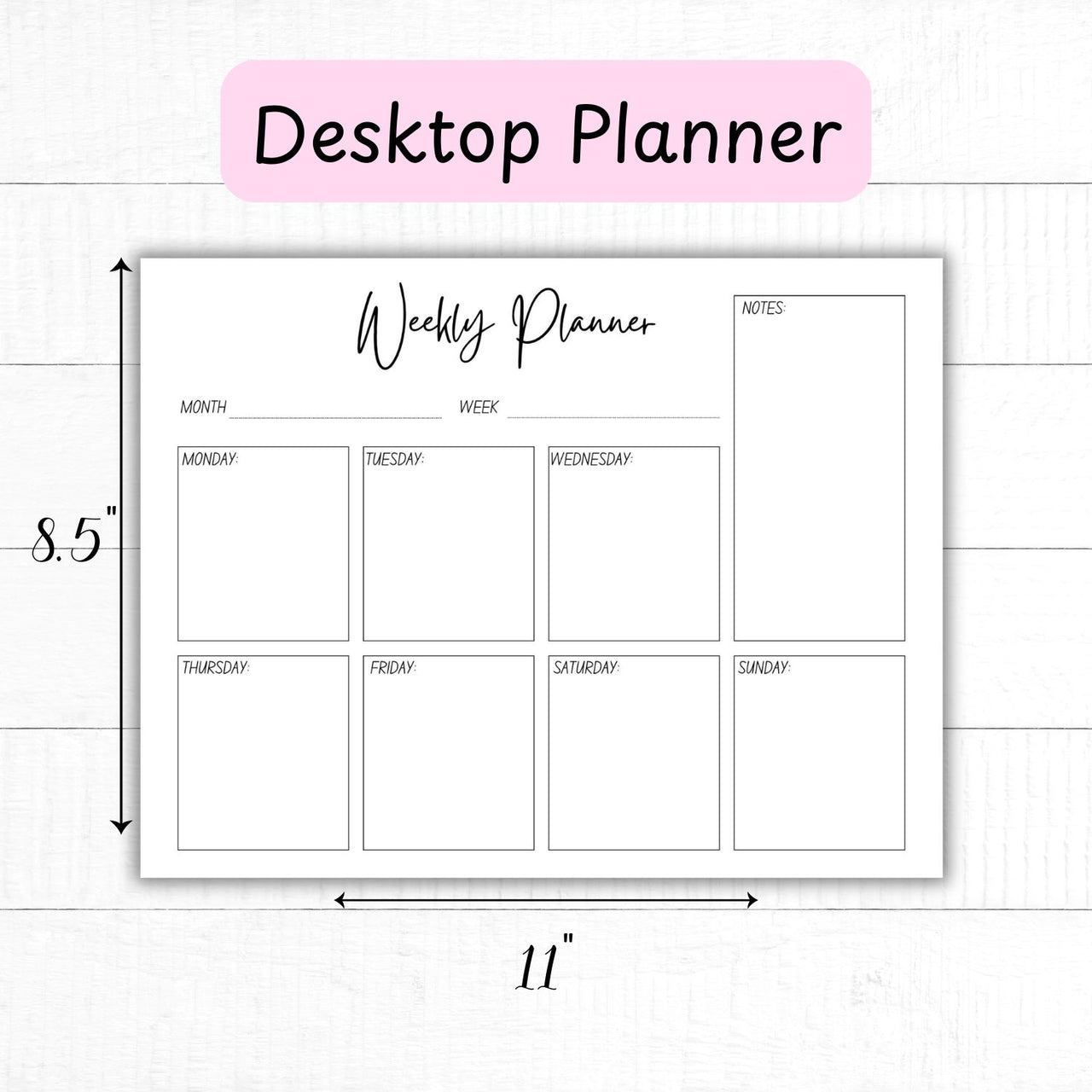 The Minimalist Weekly Desk Pad - Undated Tear-Off Desktop Calendar (8.5 x 11")