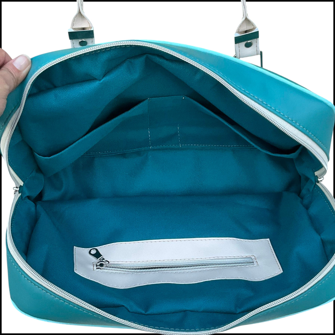 The Blume Bag – Teal & Cream Two-Tone Tote | Work, Travel & Everyday Organizer
