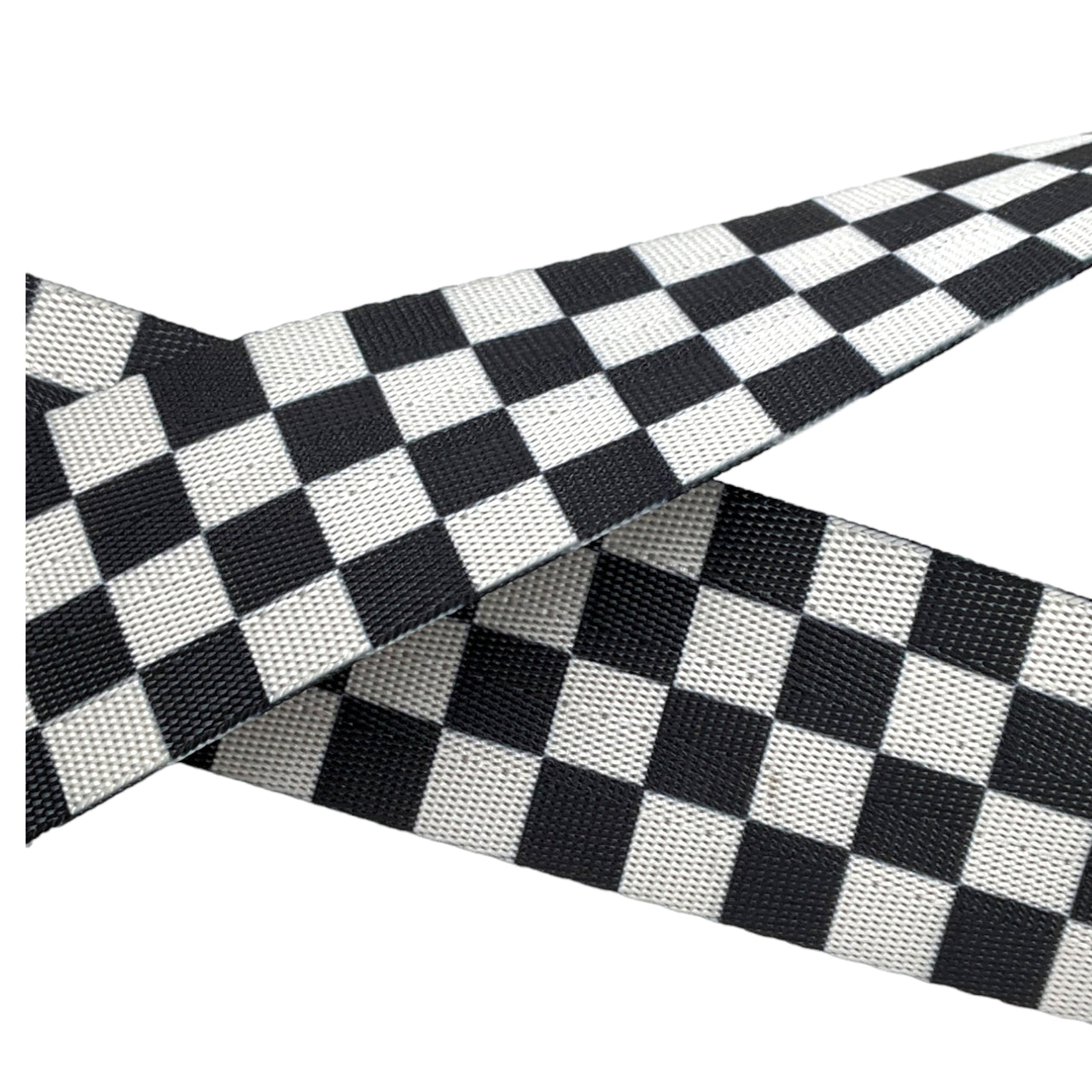 Nylon Webbing Black and White Checkered 1.5 inch