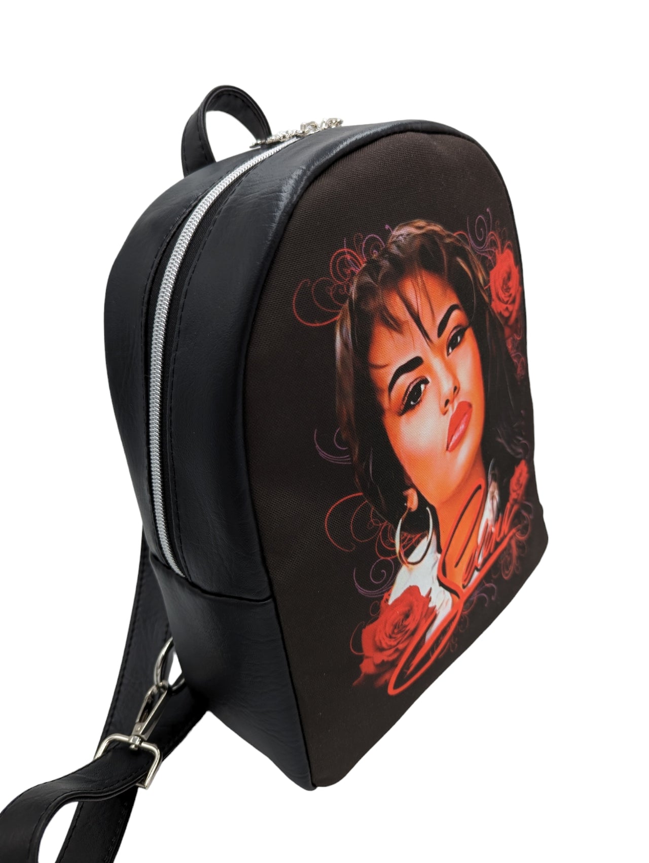black mini backpack with roses Selena Red Roses Mini Backpack – Terrific Planner