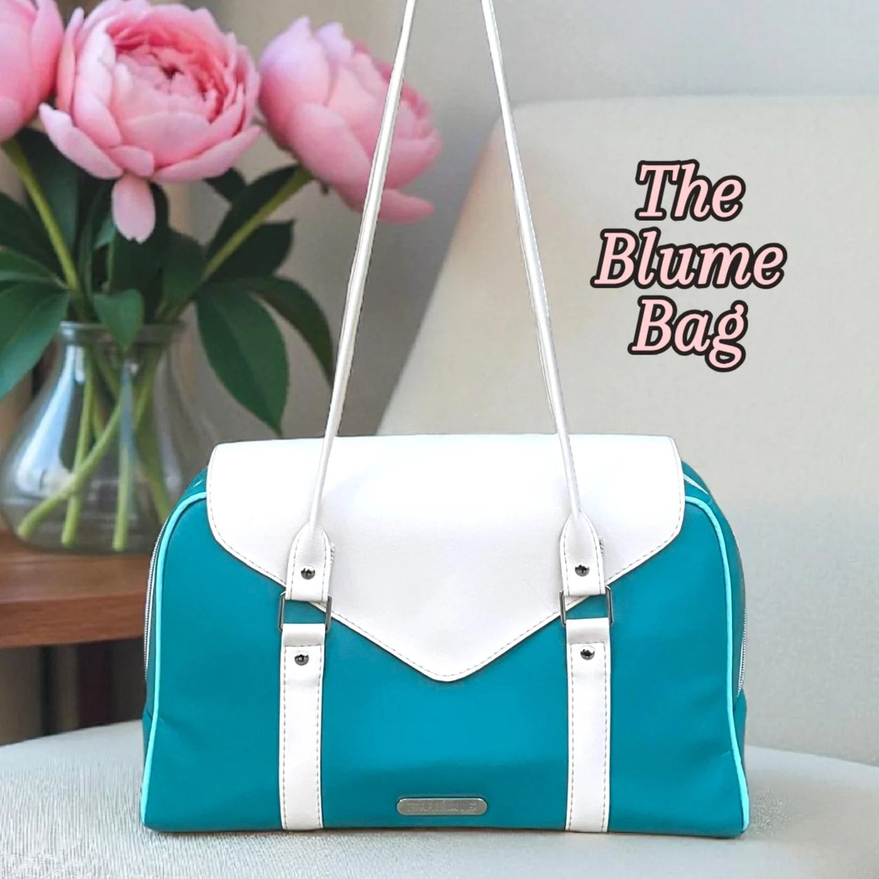 The Blume Bag – Teal & Cream Two-Tone Tote | Work, Travel & Everyday Organizer