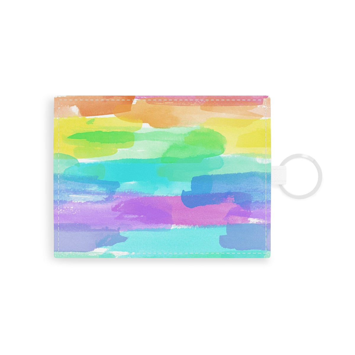 Rainbow Watercolor Faux Leather Card Holder