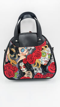 Thumbnail for Catrinas n' Roses Mini Bowler Bag