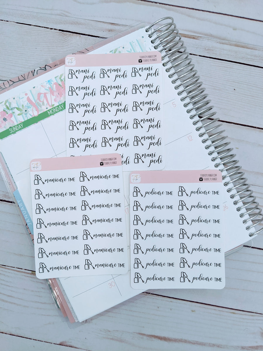 Manicure Pedicure Script Stickers