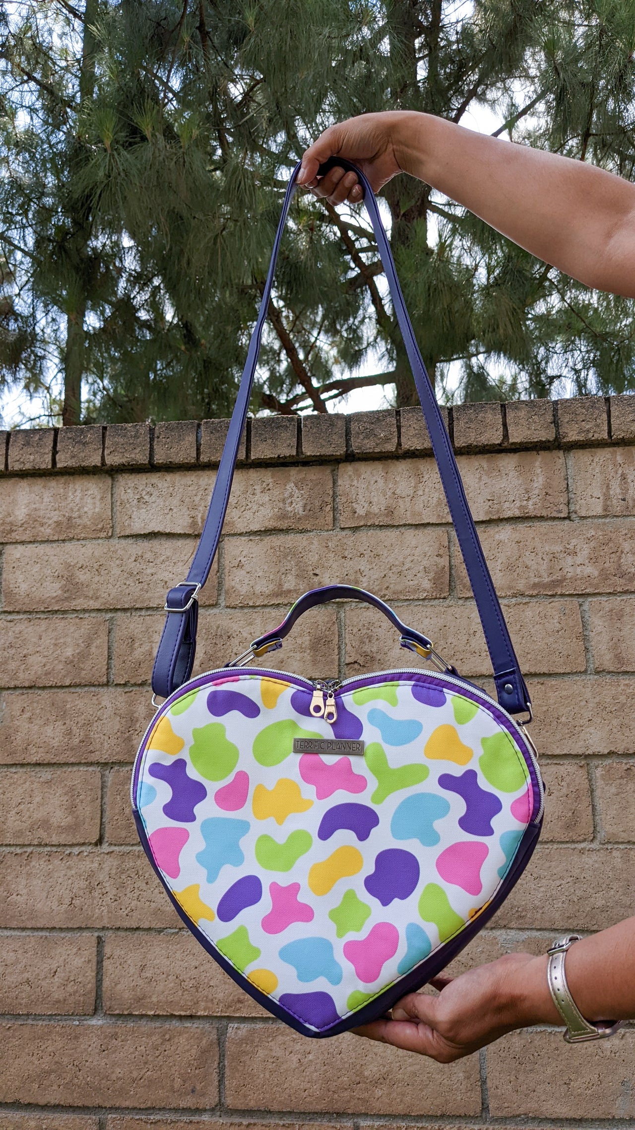 Colorful Cow Print Heart Bag