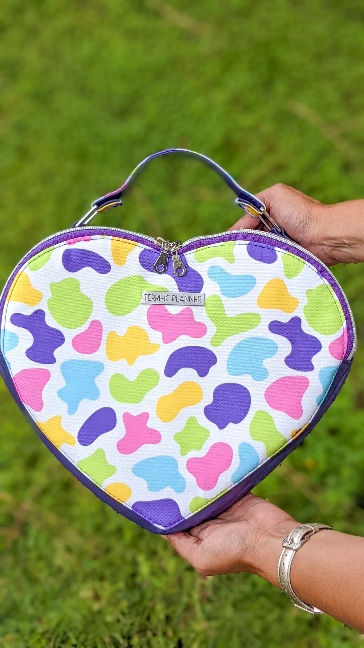 Colorful Cow Print Heart Bag